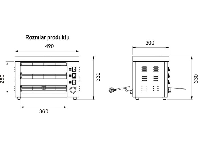 Parametry techniczne opiekacza do zapiekanek Yato YG-04660